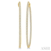 2 ctw Inside-Out Round Cut Diamond 2-Inch Hoop Earrings in 14K Yellow Gold